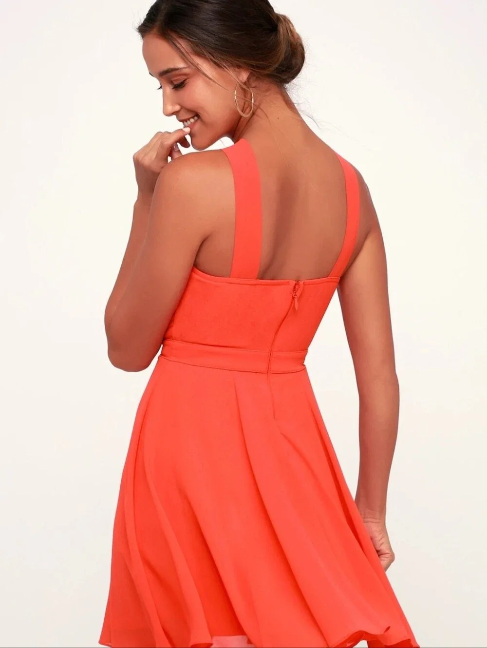 Lulu's Forevermore Coral Skater Dress